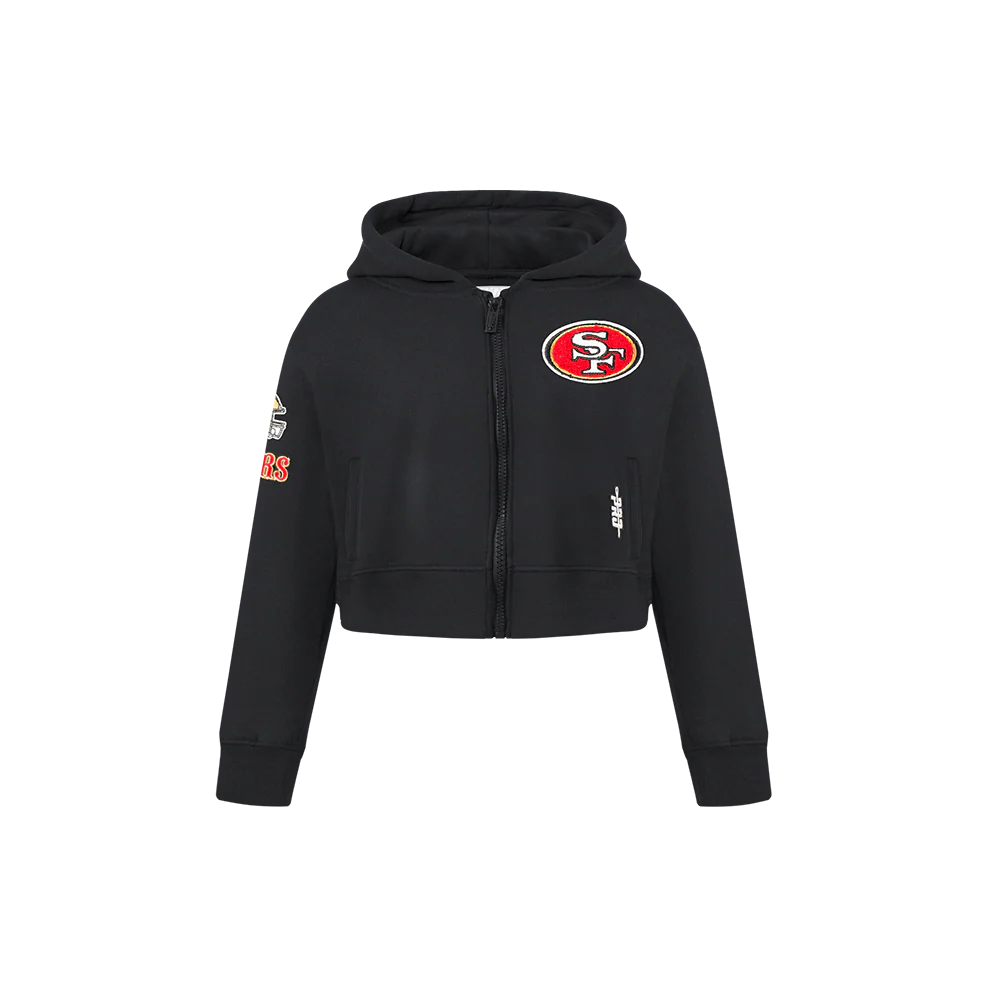 NFL SAN FRANCISCO 49ERS CLASSIC LITTLE GIRLS  FLEECE FULL ZIP HOODIE (BLACK) - Image 3