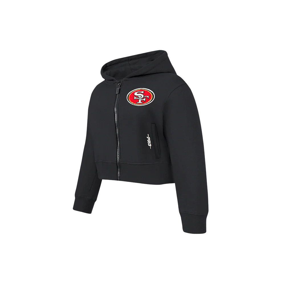 NFL SAN FRANCISCO 49ERS CLASSIC LITTLE GIRLS  FLEECE FULL ZIP HOODIE (BLACK) - Image 5