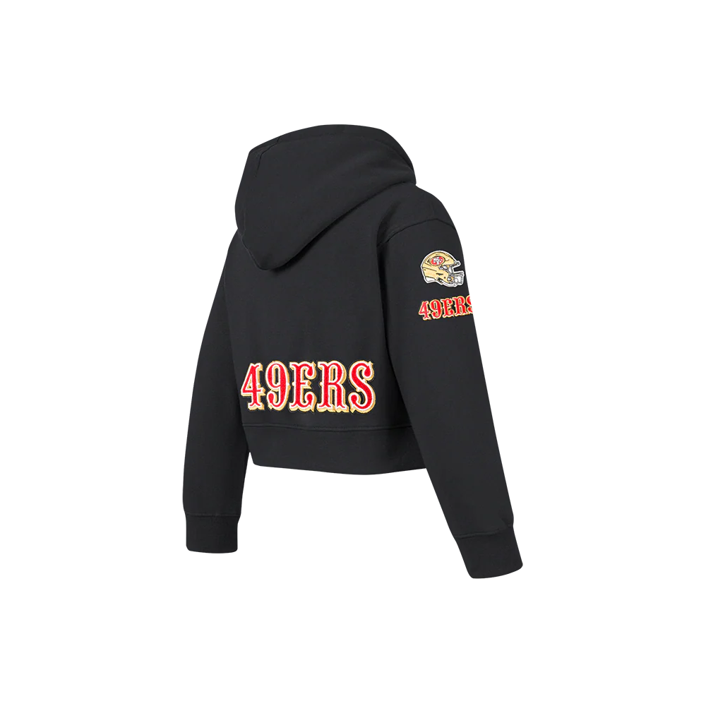 NFL SAN FRANCISCO 49ERS CLASSIC LITTLE GIRLS  FLEECE FULL ZIP HOODIE (BLACK) - Image 6