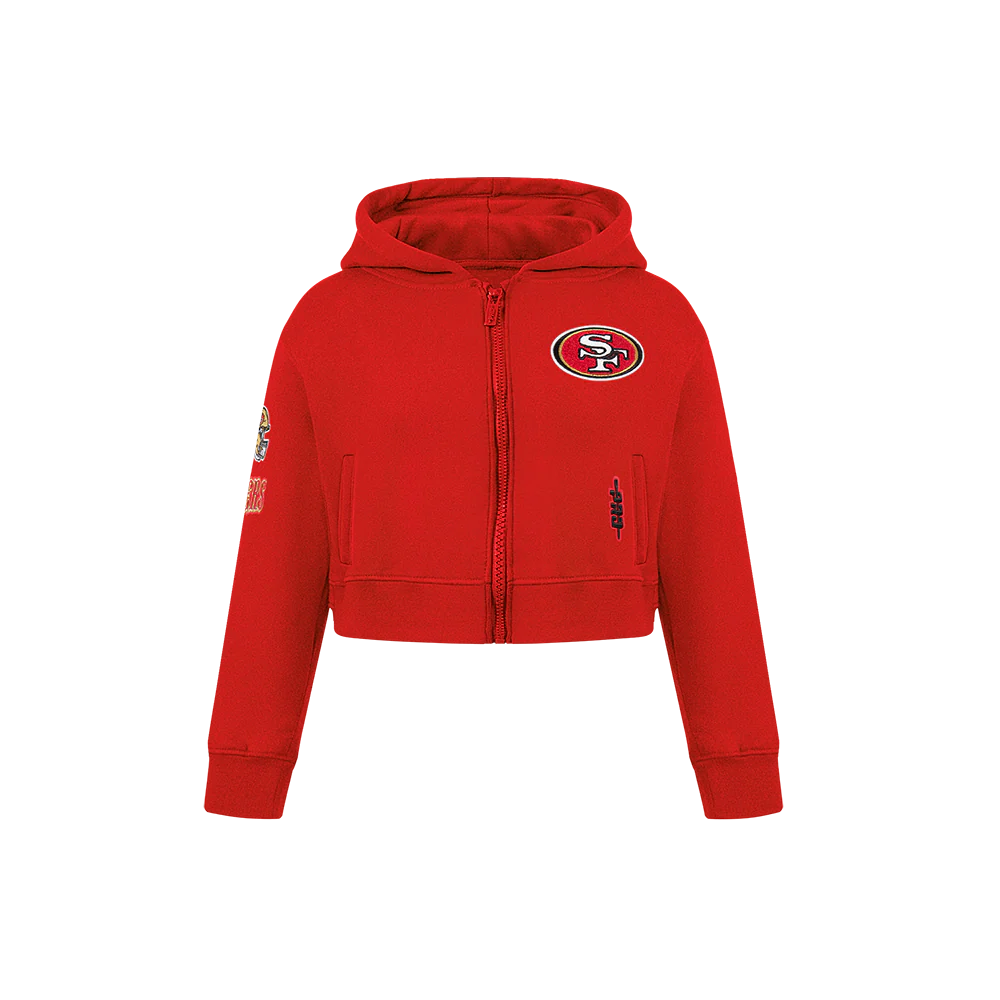 NFL SAN FRANCISCO 49ERS CLASSIC LITTLE GIRLS  FLEECE FULL ZIP HOODIE (RED)