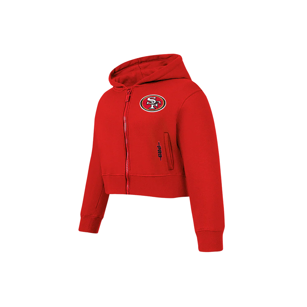 NFL SAN FRANCISCO 49ERS CLASSIC LITTLE GIRLS  FLEECE FULL ZIP HOODIE (RED) - Image 2