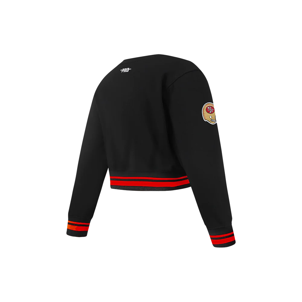 NFL SAN FRANCISCO 49ERS RETRO CLASSICS LITTLE GIRL'S RIB FLEECE CREWNECK (BLACK/RED/BLACK) - Image 4