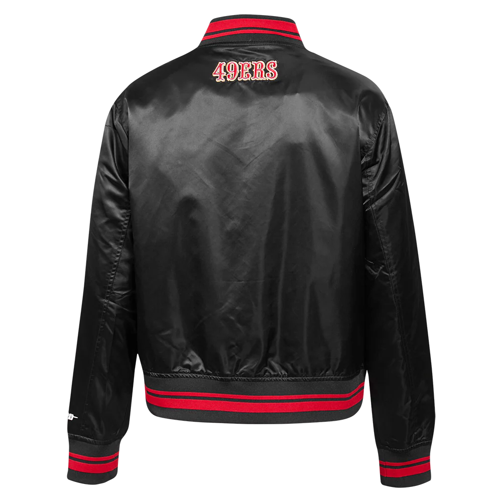 NFL SAN FRANCISCO 49ERS SCRIPT TAIL WOMEN'S SATIN JACKET (BLACK/RED/BLACK) - Image 3