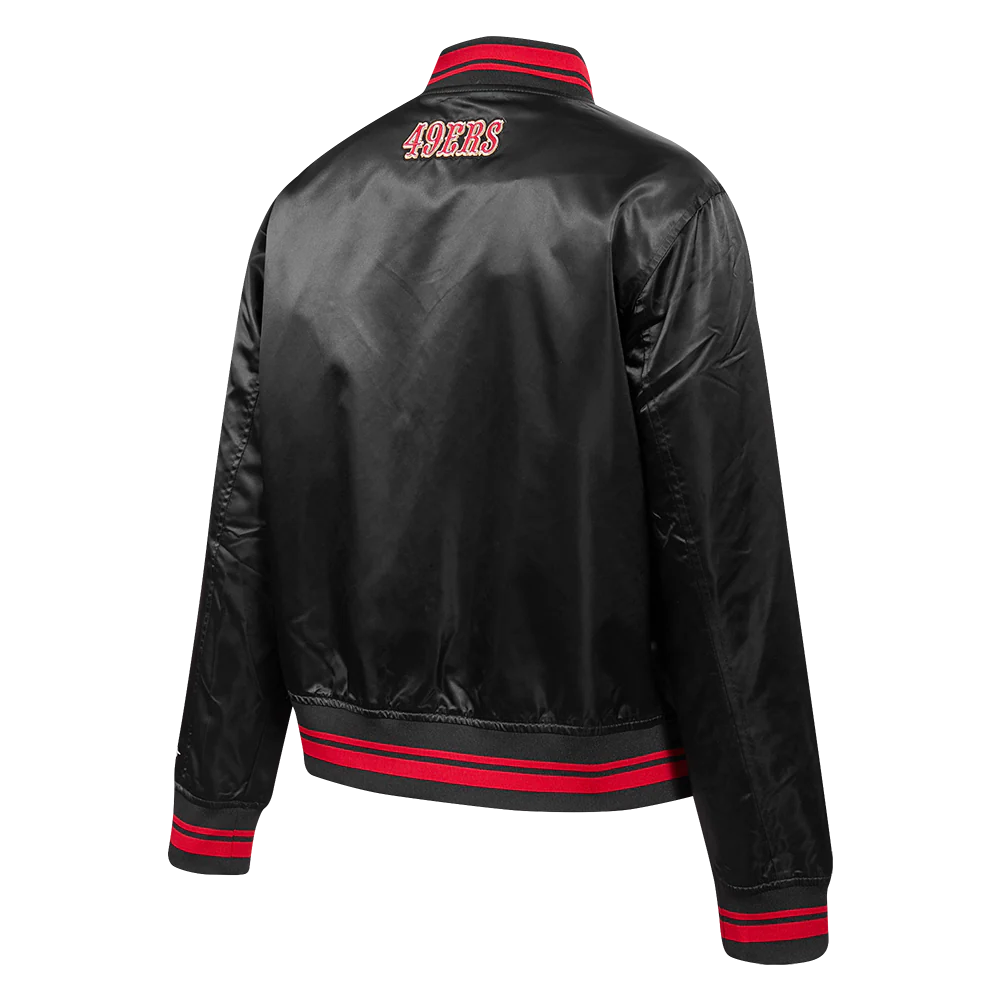NFL SAN FRANCISCO 49ERS SCRIPT TAIL WOMEN'S SATIN JACKET (BLACK/RED/BLACK) - Image 4