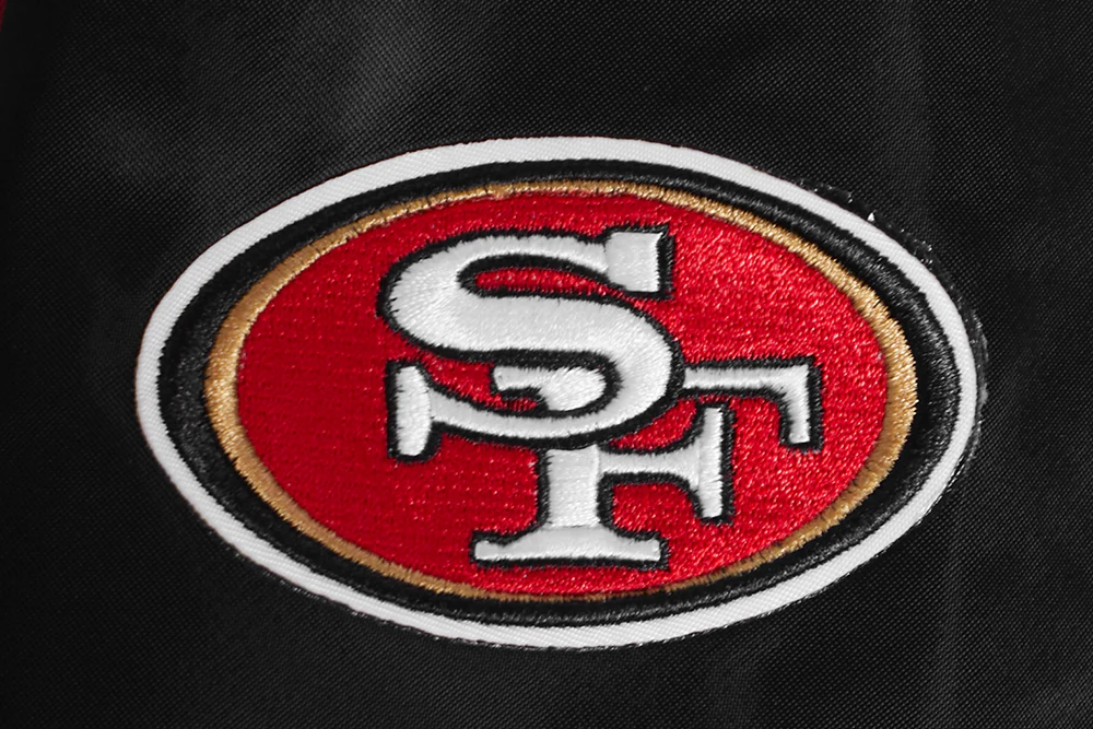 NFL SAN FRANCISCO 49ERS SCRIPT TAIL WOMEN'S SATIN JACKET (BLACK/RED/BLACK) - Image 6