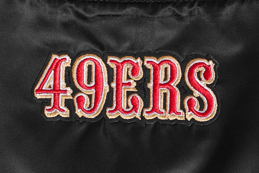 NFL SAN FRANCISCO 49ERS SCRIPT TAIL WOMEN'S SATIN JACKET (BLACK/RED/BLACK) - Image 7