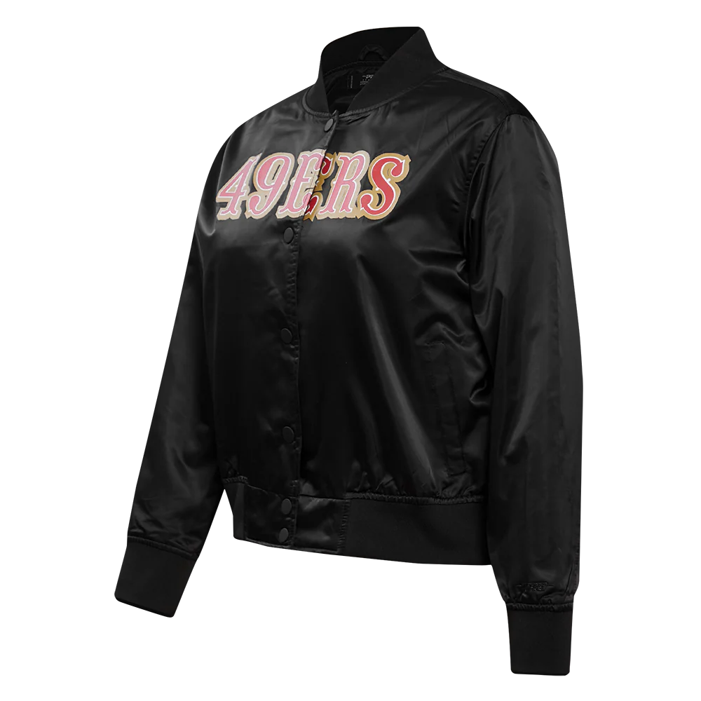 NFL SAN FRANCISCO 49ERS CLASSIC WOMEN'S SATIN JACKET (BLACK) - Image 2