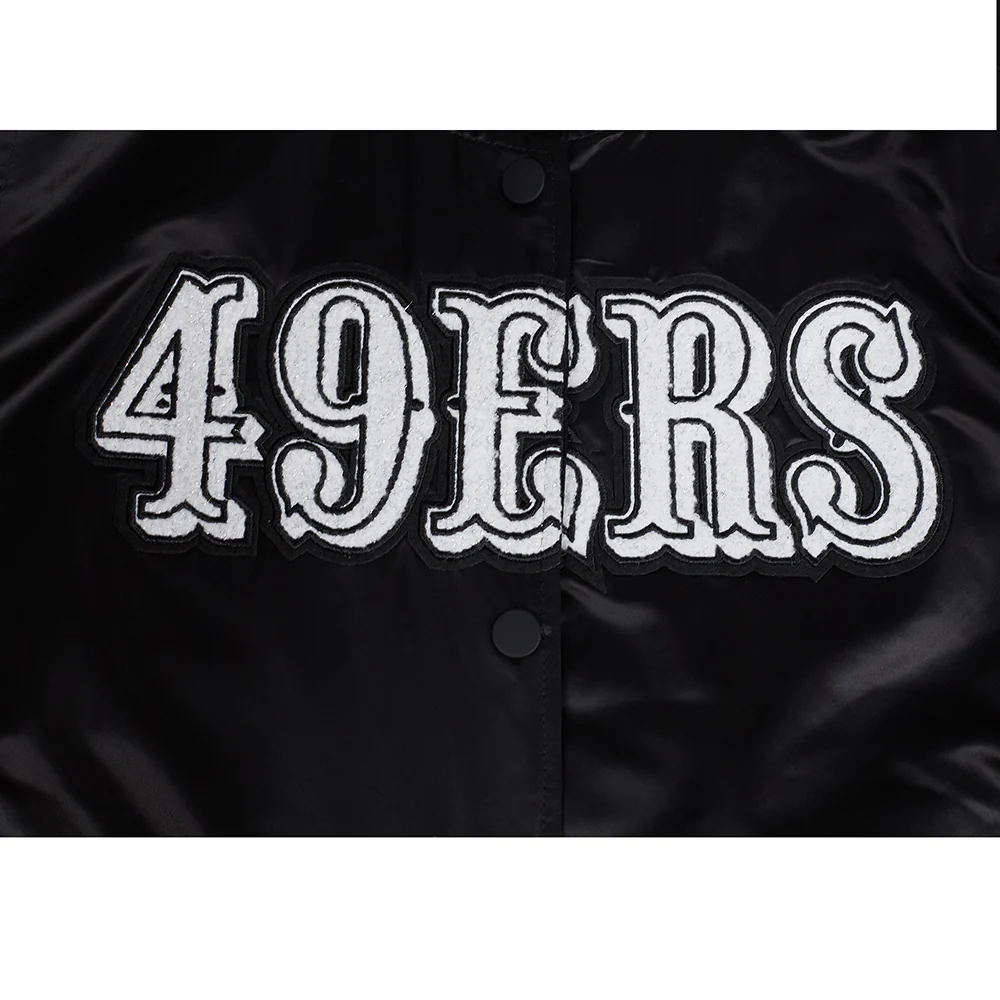 NFL SAN FRANCISCO 49ERS PEARLS WOMEN'S RIB SATIN JACKET (BLACK) - Image 7