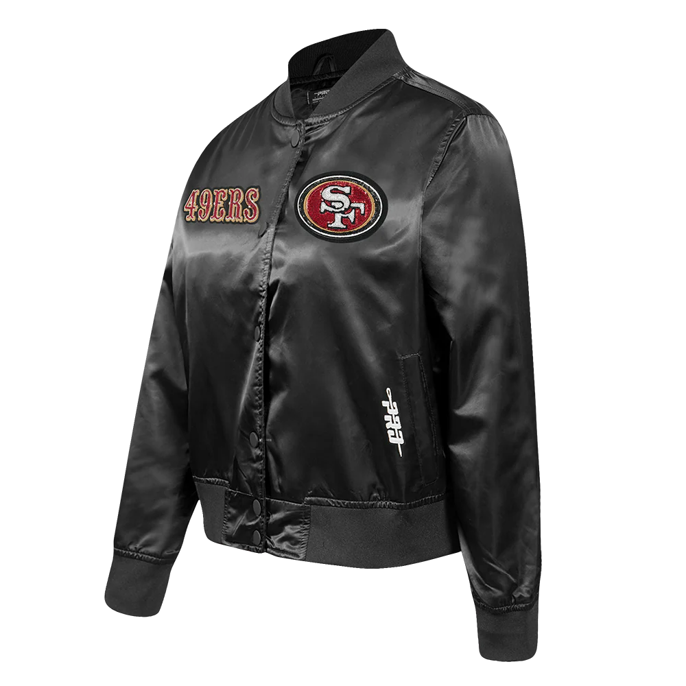 NFL SAN FRANCISCO 49ERS GAME DAY CLASSICS WOMEN'S SATIN JACKET (BLACK) - Image 2