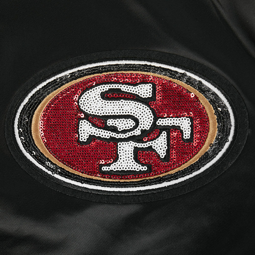 NFL SAN FRANCISCO 49ERS GAME DAY CLASSICS WOMEN'S SATIN JACKET (BLACK) - Image 6