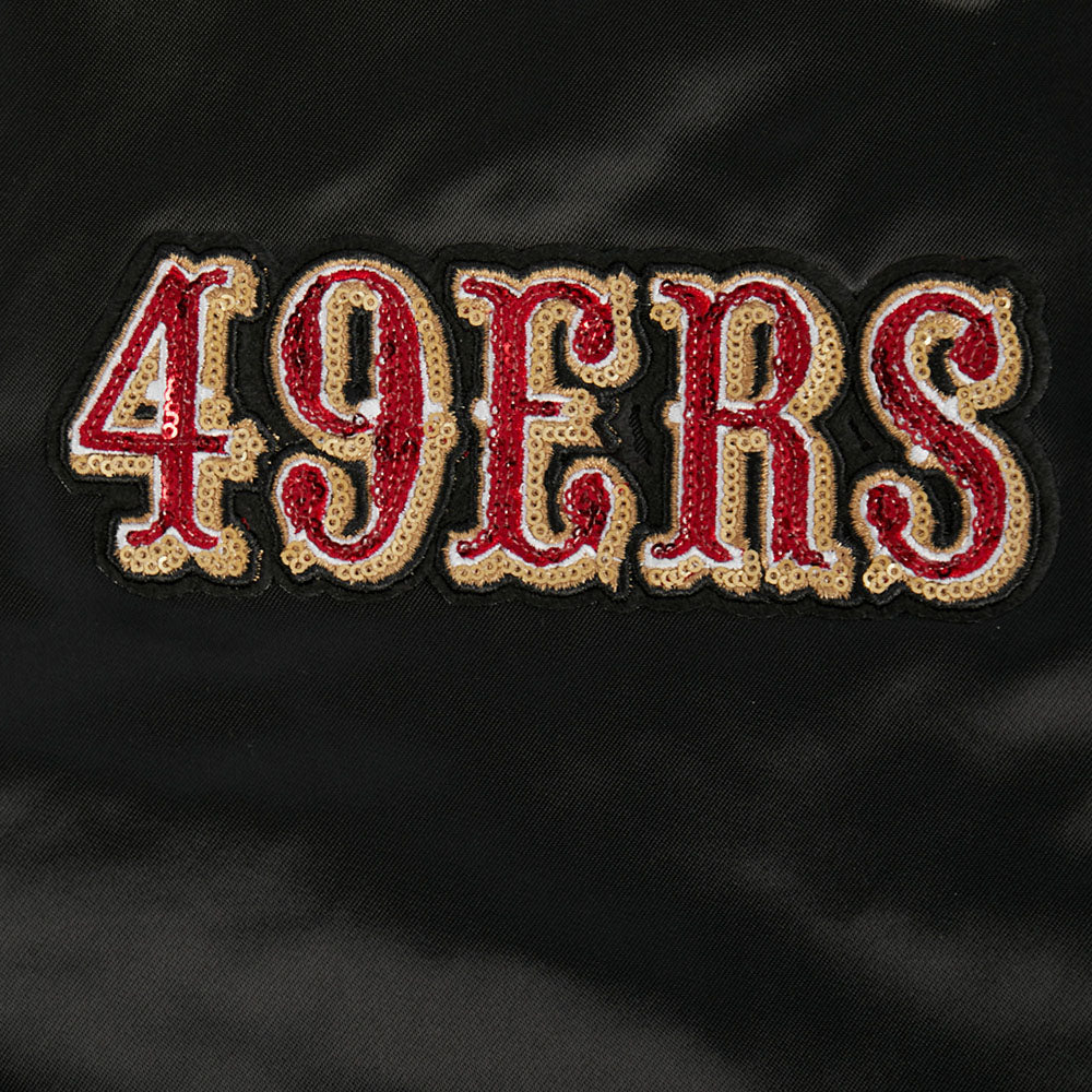NFL SAN FRANCISCO 49ERS GAME DAY CLASSICS WOMEN'S SATIN JACKET (BLACK) - Image 7