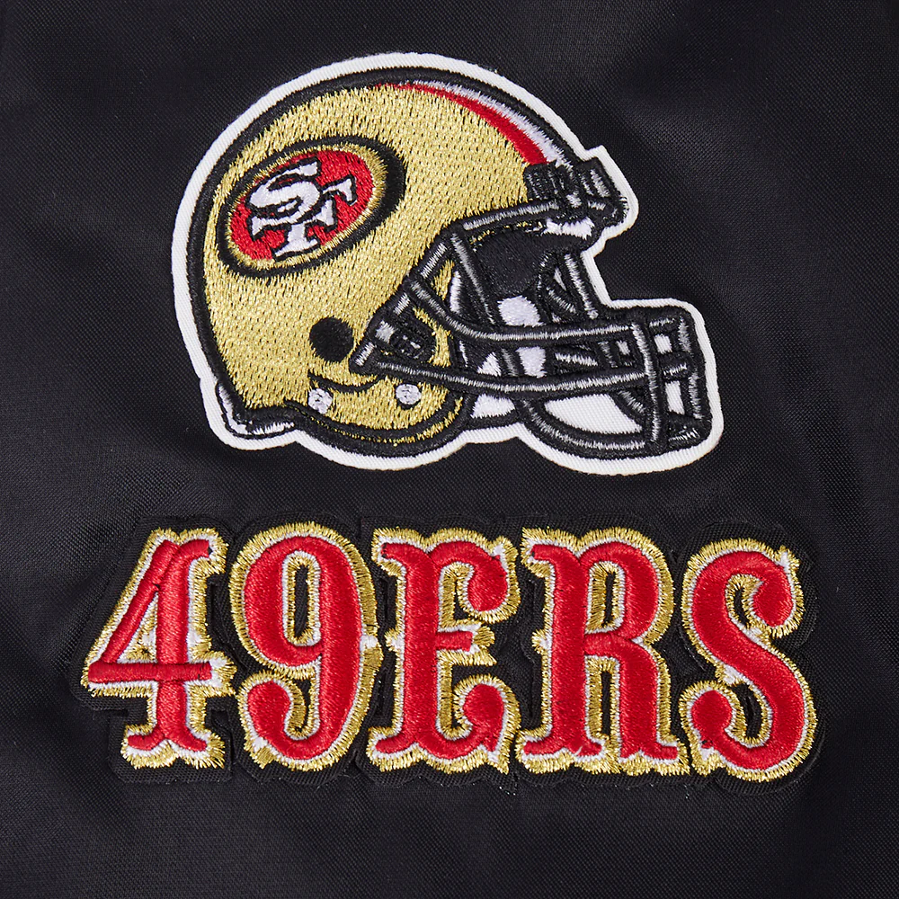NFL SAN FRANCISCO 49ERS CLASSIC WOMEN'S SATIN JACKET (BLACK) - Image 8
