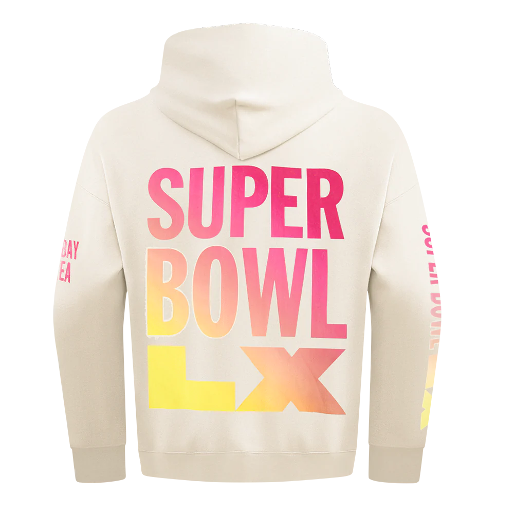 NFL SUPER BOWL 60 MEN'S DROP SHOULDER FLC PO HOODIE (EGGSHELL) - Image 5