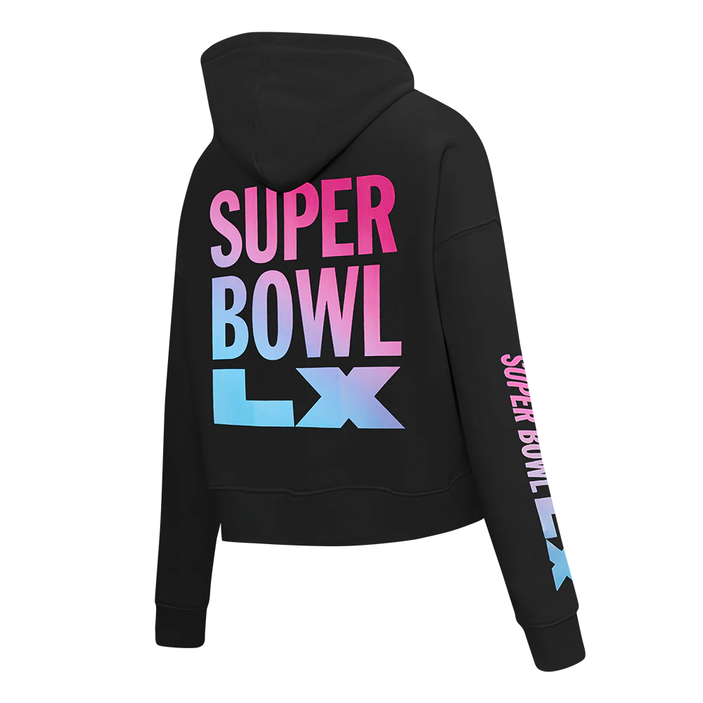 NFL SUPER BOWL 60 WOMEN'S FLC CROPPED PO HOODIE (BLACK) - Image 6