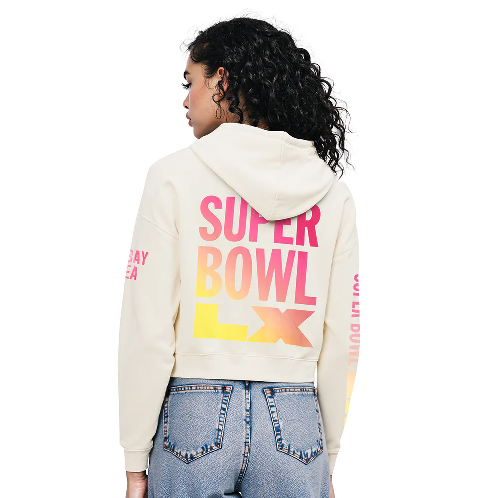 NFL SUPER BOWL 60 WOMEN'S FLC CROPPED PO HOODIE (EGGSHELL) - Image 2