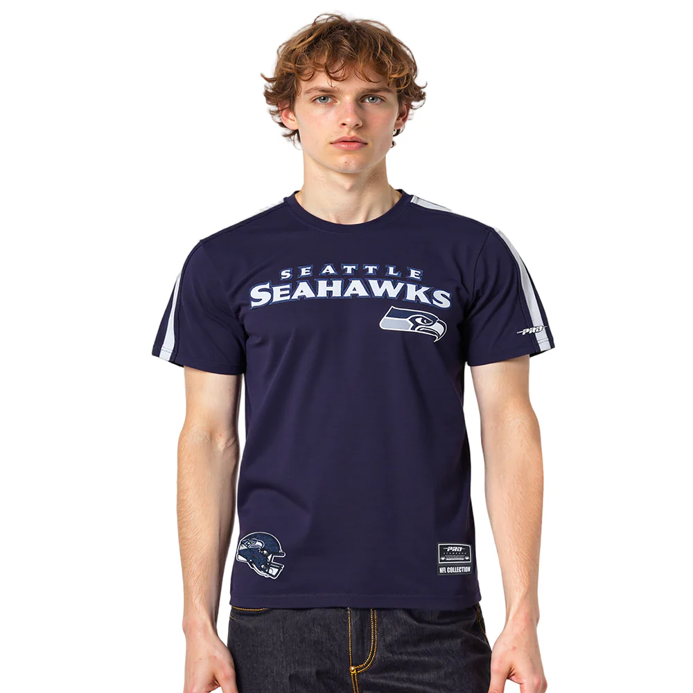 NFL SEATTLE SEAHAWKS CLASSIC MESH MEN'S SJ STRIPED TEE (MIDNIGHT NAVY)