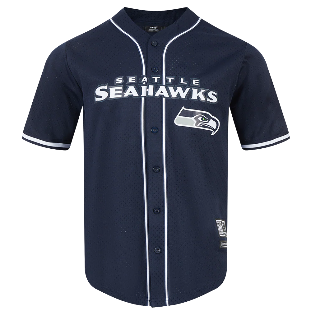 NFL SEATTLE SEAHAWKS CLASSIC MESH BUTTON DOWN SHIRT (MIDNIGHT NAVY)