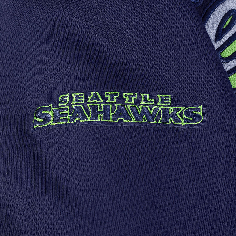 NFL SEATTLE SEAHAWKS SCRIPT TAIL MEN'S RIB FLC PO HOODIE (MIDNIGHT NAVY) - Image 11