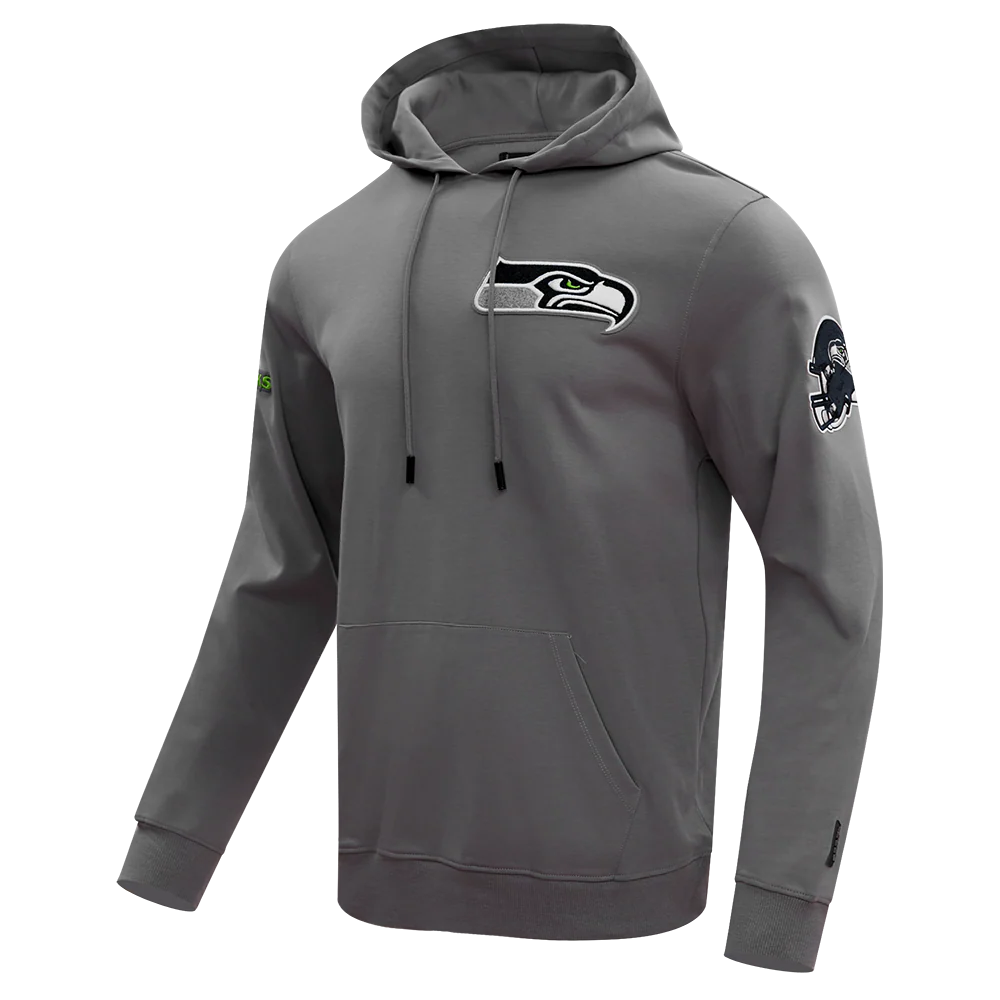 NFL SEATTLE SEAHAWKS CLASSIC CHENILLE DOUBLE KNIT PULLOVER HOODIE (GRAY) - Image 2