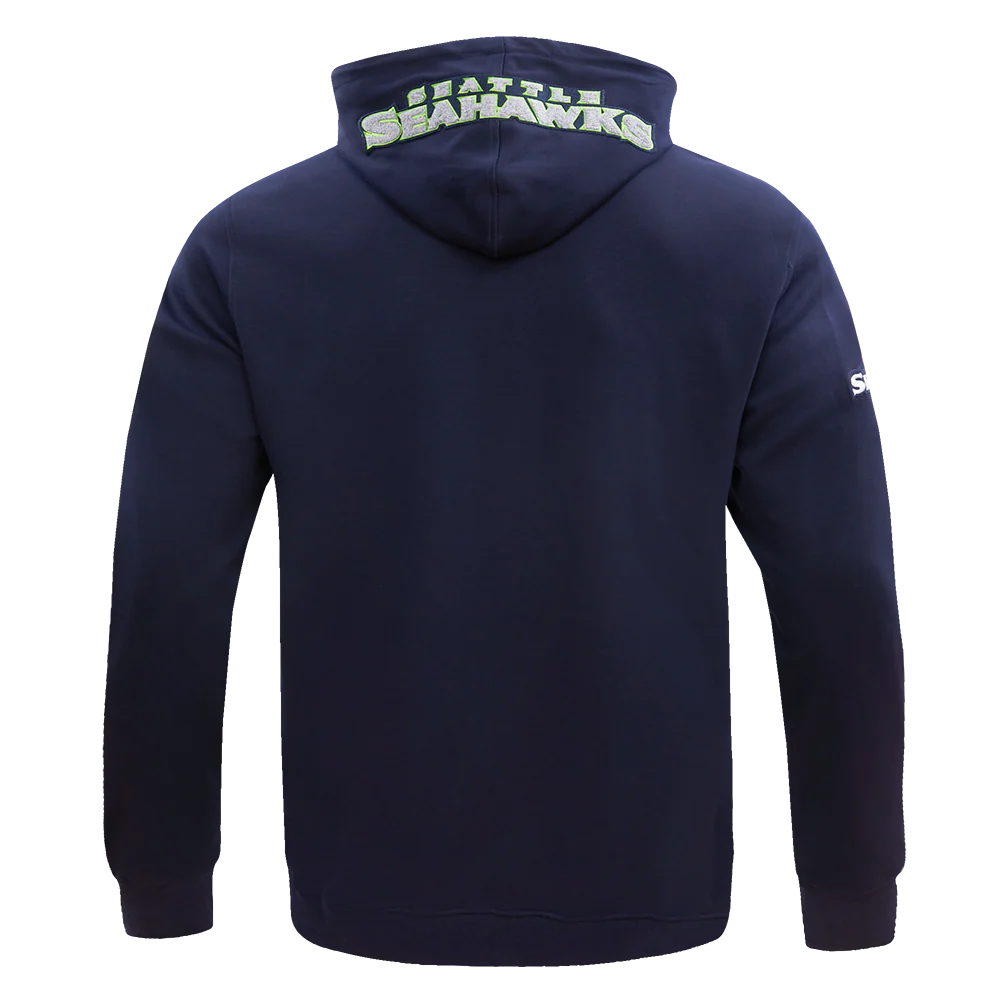 NFL SEATTLE SEAHAWKS CLASSIC CHENILLE MEN'S DOUBLE KNIT PULLOVER HOODIE (MIDNIGHT NAVY) - Image 3