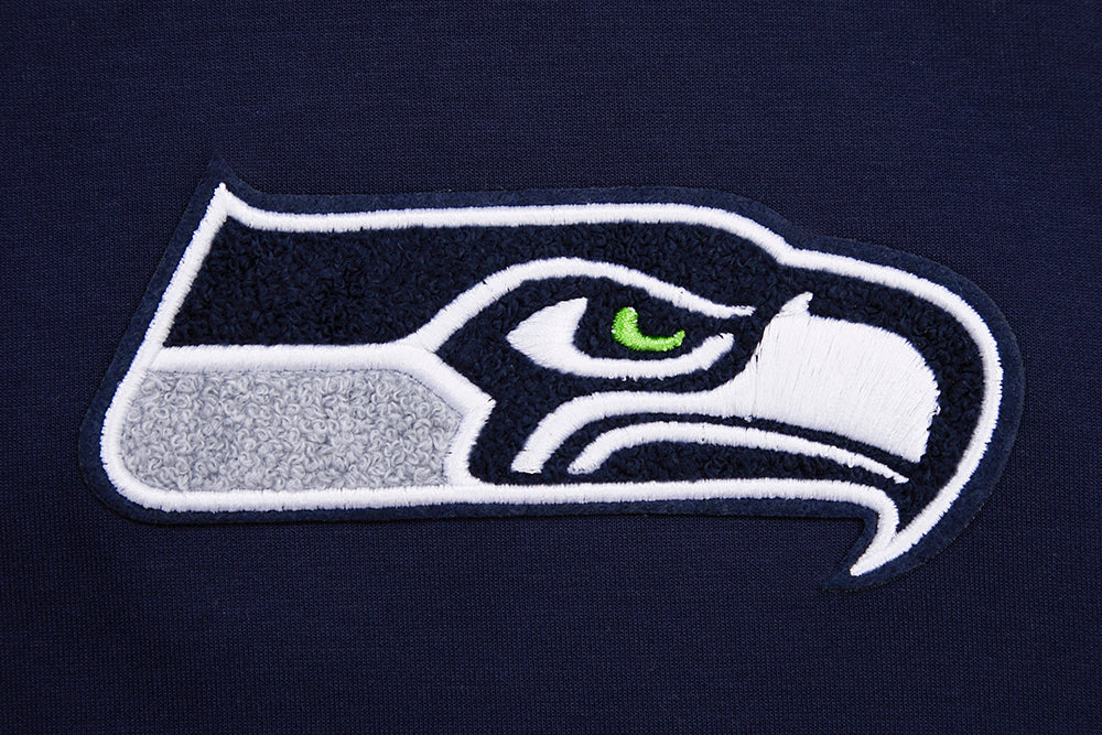 NFL SEATTLE SEAHAWKS CLASSIC CHENILLE MEN'S DOUBLE KNIT PULLOVER HOODIE (MIDNIGHT NAVY) - Image 5