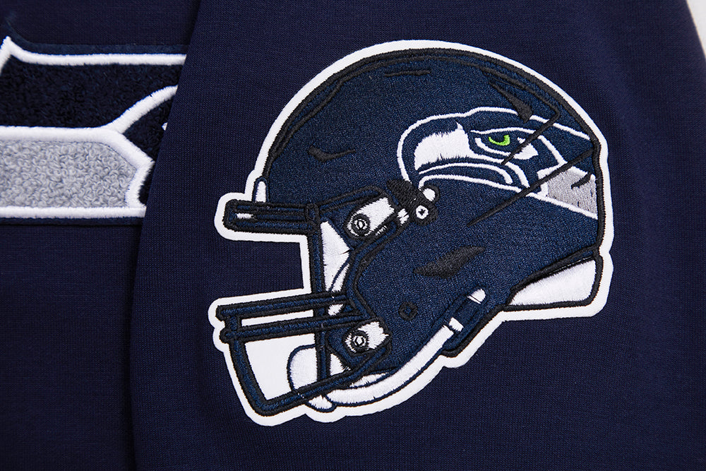 NFL SEATTLE SEAHAWKS CLASSIC CHENILLE MEN'S DOUBLE KNIT PULLOVER HOODIE (MIDNIGHT NAVY) - Image 7
