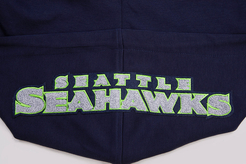 NFL SEATTLE SEAHAWKS CLASSIC CHENILLE MEN'S DOUBLE KNIT PULLOVER HOODIE (MIDNIGHT NAVY) - Image 8