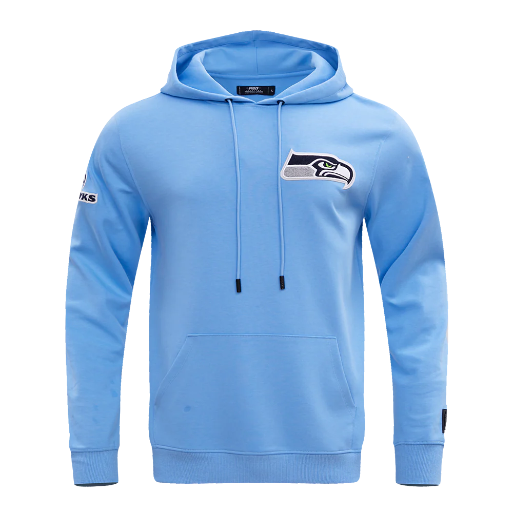 NFL SEATTLE SEAHAWKS CLASSIC CHENILLE DOUBLE KNIT PULLOVER HOODIE (UNIVERSITY BLUE)