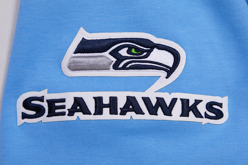 NFL SEATTLE SEAHAWKS CLASSIC CHENILLE DOUBLE KNIT PULLOVER HOODIE (UNIVERSITY BLUE) - Image 7