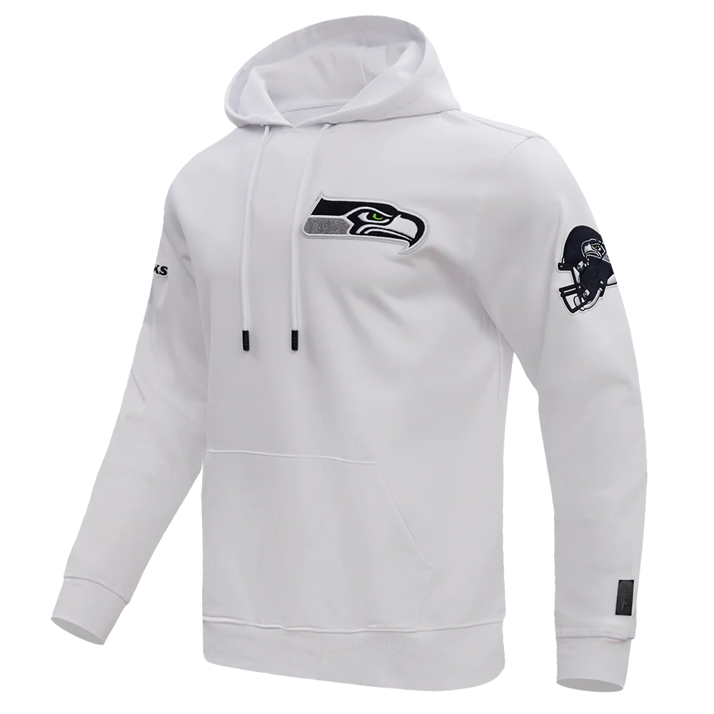 NFL SEATTLE SEAHAWKS CLASSIC CHENILLE DOUBLE KNIT PULLOVER HOODIE (WHITE) - Image 2