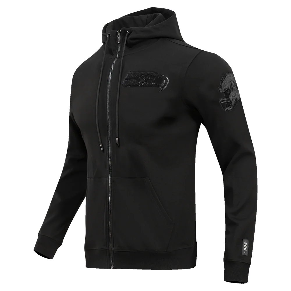 NFL SEATTLE SEAHAWKS TRIPLE BLACK MEN'S DK FZ HOODIE (TRIPLE BLACK) - Image 2