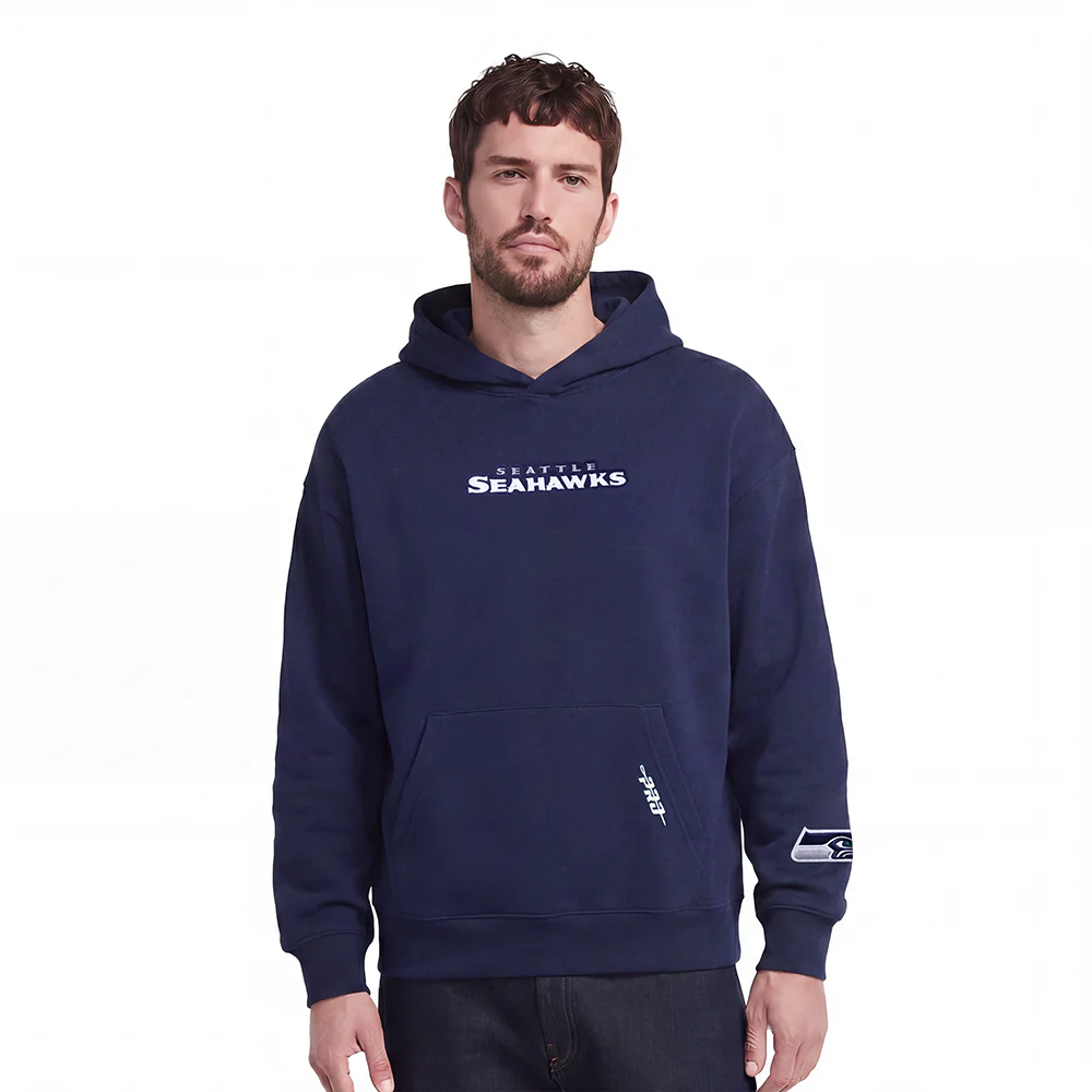 NFL SEATTLE SEAHAWKS WINGSPAN MEN'S DROP SHOULDER FLC PO HOODIE (MIDNIGHT NAVY) - Image 2