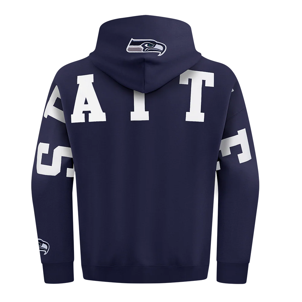 NFL SEATTLE SEAHAWKS WINGSPAN MEN'S DROP SHOULDER FLC PO HOODIE (MIDNIGHT NAVY) - Image 5