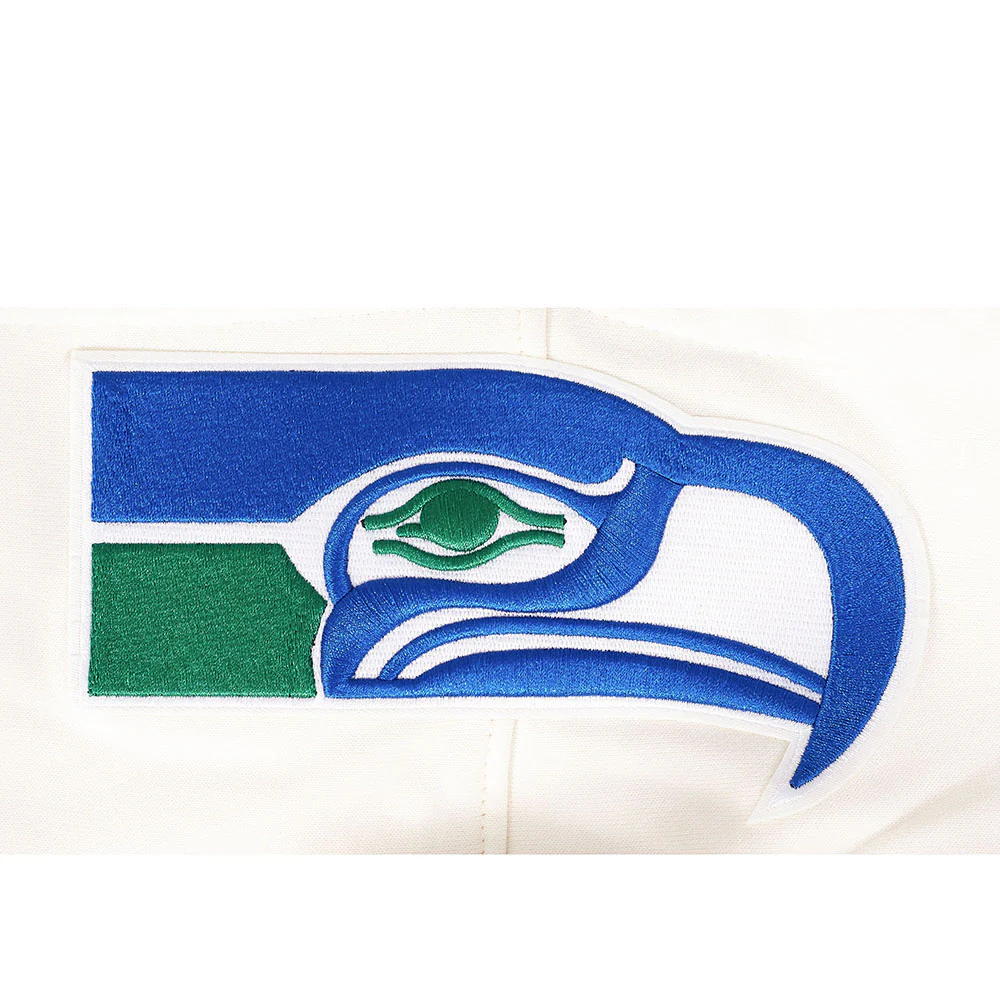 NFL SEATTLE SEAHAWKS RETRO CLASSIC MEN'S PULLOVER HOODIE (EGGSHELL/ ROYAL BLUE) - Image 11