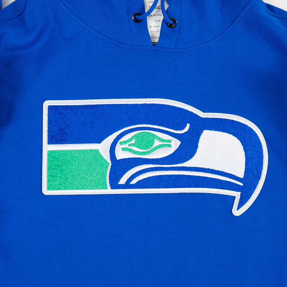 NFL SEATTLE SEAHAWKS RETRO CLASSIC MEN'S PULLOVER HOODIE (ROYAL BLUE) - Image 3