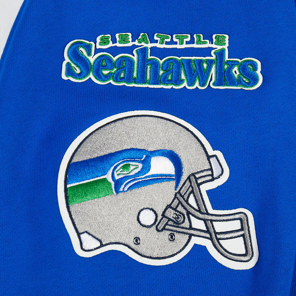 NFL SEATTLE SEAHAWKS RETRO CLASSIC MEN'S PULLOVER HOODIE (ROYAL BLUE) - Image 5