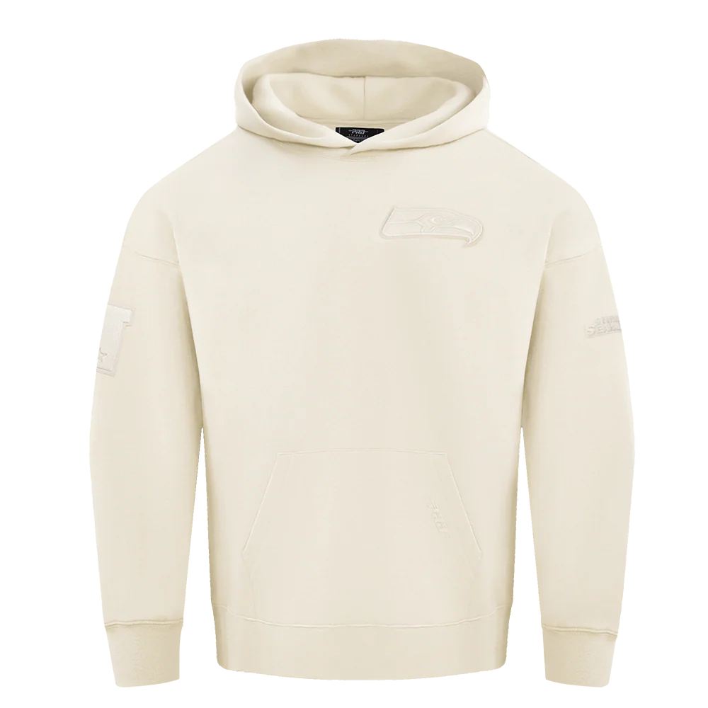 NFL SEATTLE SEAHAWKS NEUTRAL MEN'S DROP SHOULDER PULLOVER HOODIE (EGGSHELL)