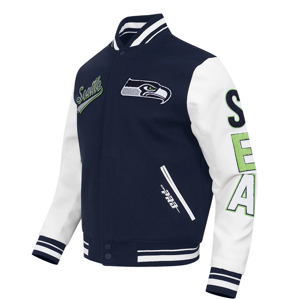 NFL SEATTLE SEAHAWKS SCRIPT TAIL MEN'S RIB WOOL VARSITY (MIDNIGHT NAVY/WHITE) - Image 3
