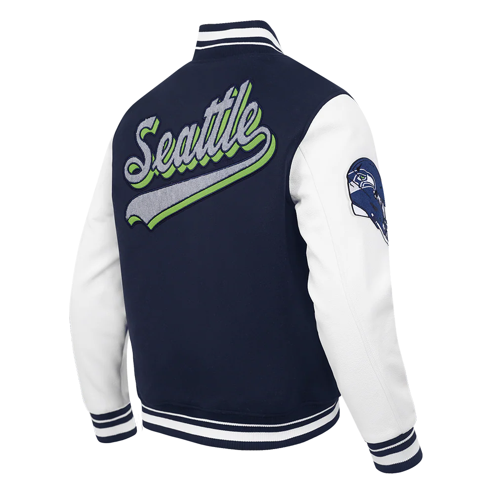 NFL SEATTLE SEAHAWKS SCRIPT TAIL MEN'S RIB WOOL VARSITY (MIDNIGHT NAVY/WHITE) - Image 4