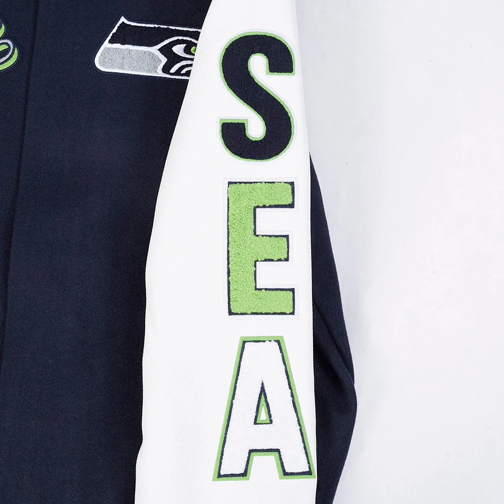 NFL SEATTLE SEAHAWKS SCRIPT TAIL MEN'S RIB WOOL VARSITY (MIDNIGHT NAVY/WHITE) - Image 7