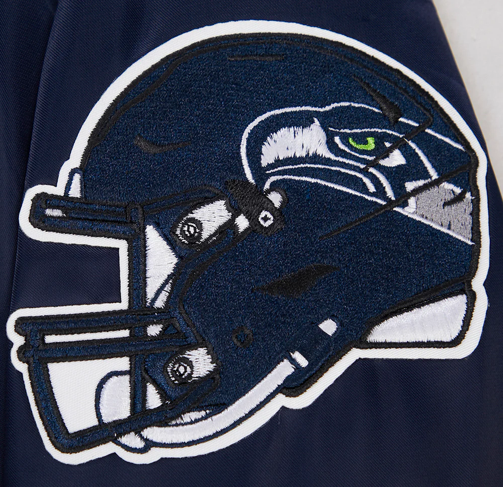 NFL SEATTLE SEAHAWKS BIG LOGO MEN'S SATIN JACKET (MIDNIGHT NAVY) - Image 7