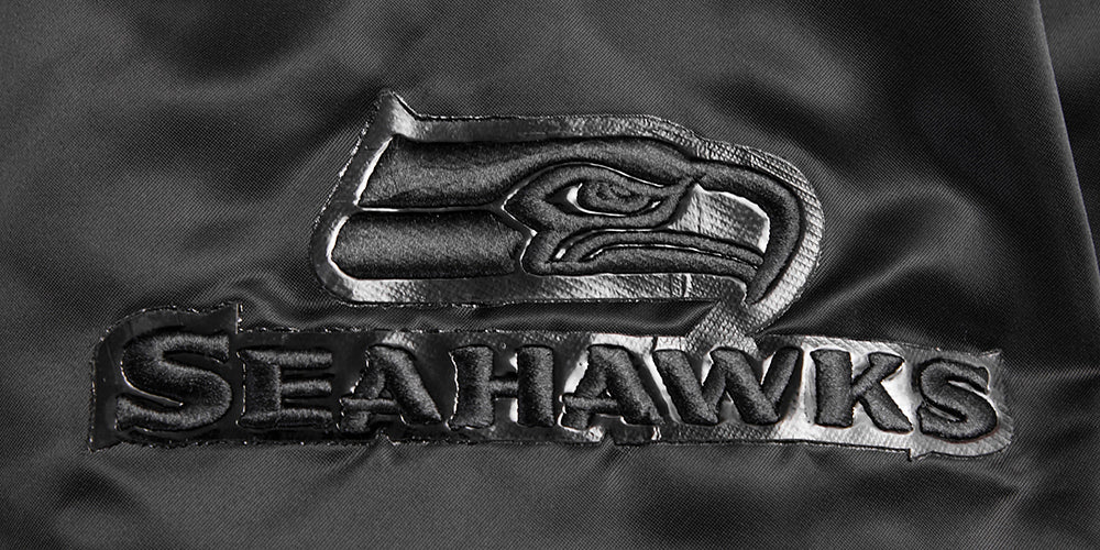 NFL SEATTLE SEAHAWKS TRIPLE BLACK SATIN JACKET (TRIPLE BLACK) - Image 7