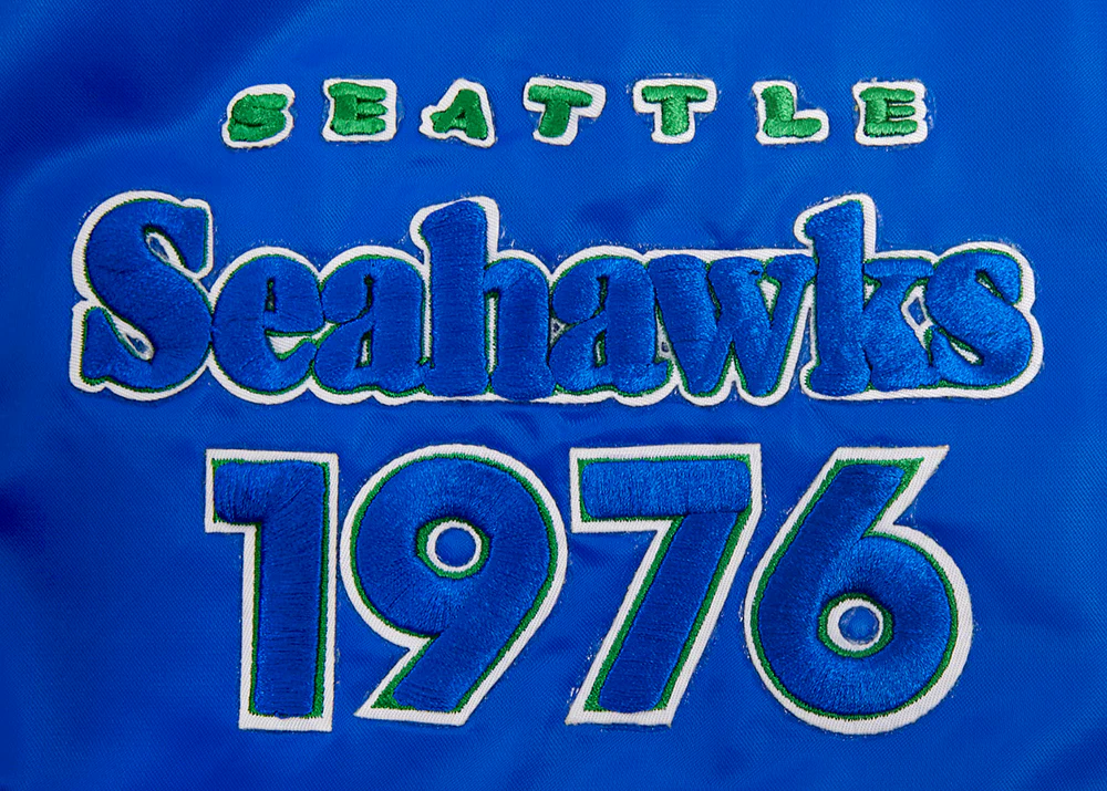 NFL SEATTLE SEAHAWKS RETRO CLASSIC MEN'S RIB SATIN JACKET (ROYAL BLUE) - Image 5
