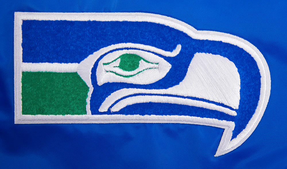 NFL SEATTLE SEAHAWKS RETRO CLASSIC MEN'S RIB SATIN JACKET (ROYAL BLUE) - Image 6