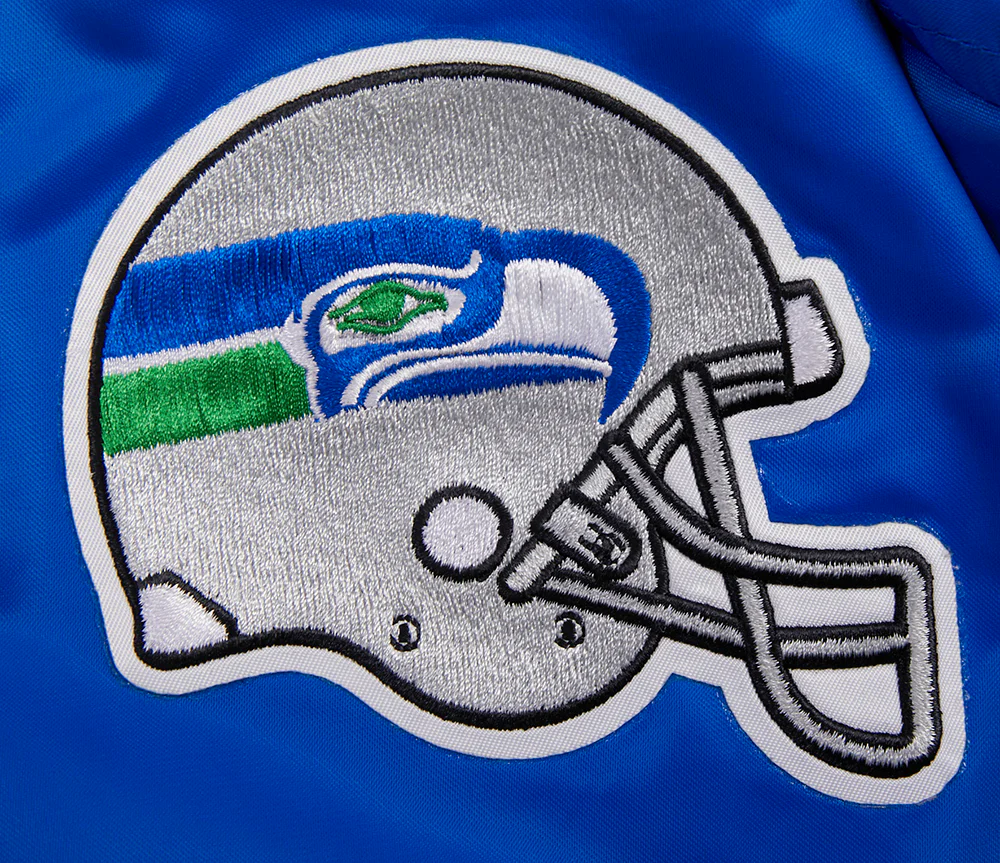 NFL SEATTLE SEAHAWKS RETRO CLASSIC MEN'S RIB SATIN JACKET (ROYAL BLUE) - Image 7