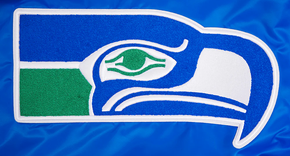 NFL SEATTLE SEAHAWKS RETRO CLASSIC MEN'S RIB SATIN JACKET (ROYAL BLUE) - Image 9
