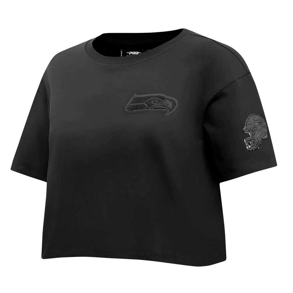 NFL SEATTLE SEAHAWKS TRIPLE BLACK WOMEN'S SINGLE JERSEY BOXY TEE (TRIPLE BLACK) - Image 2