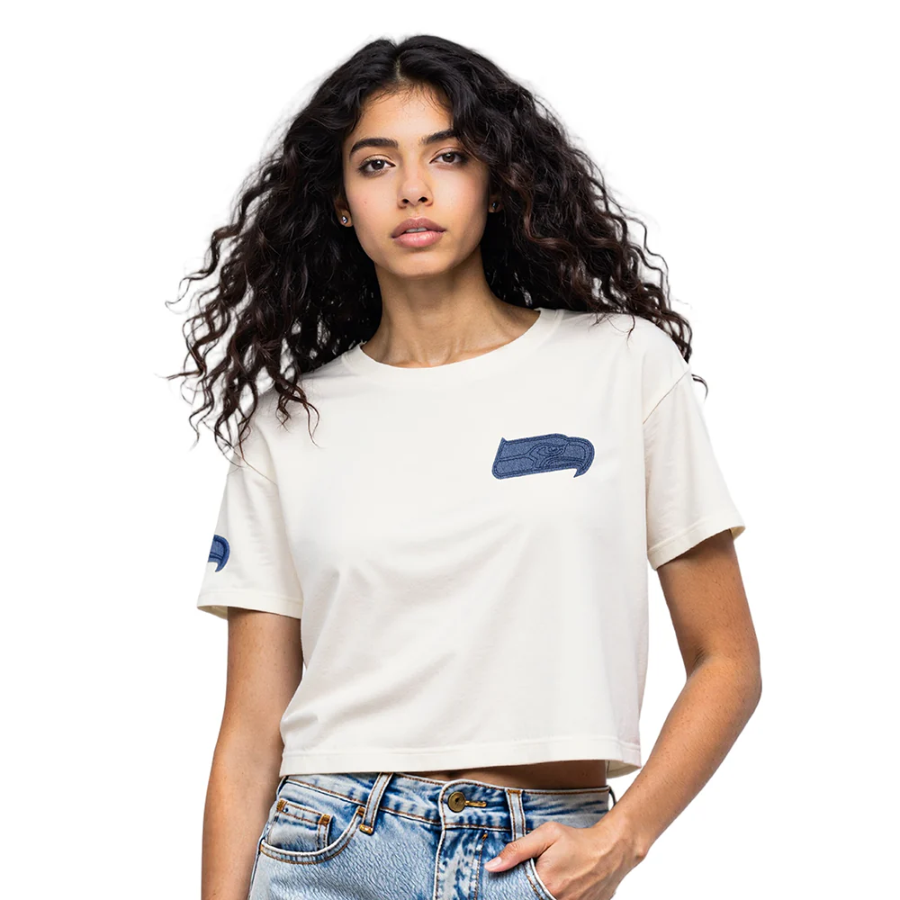 NFL SEATTLE SEAHAWKS VARSITY BLUES WOMEN'S SJ BOXY TEE (LINEN) - Image 10