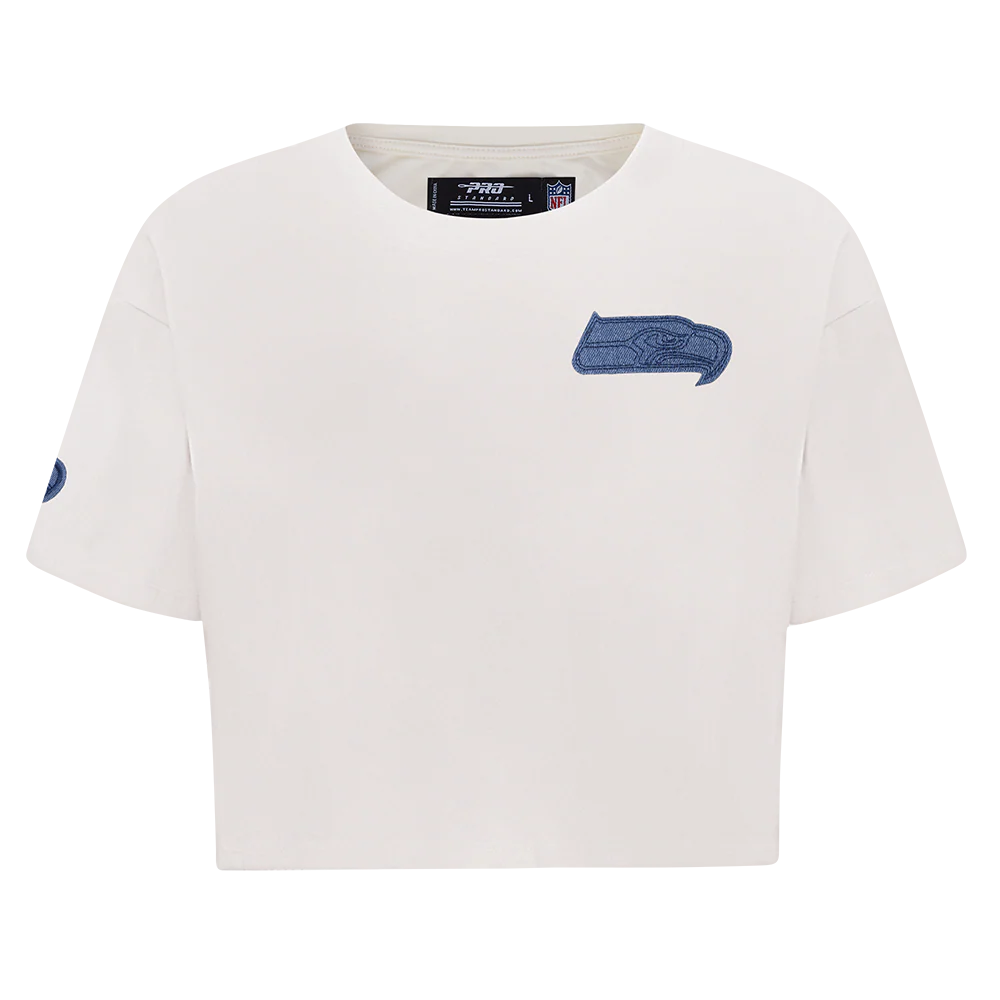 NFL SEATTLE SEAHAWKS VARSITY BLUES WOMEN'S SJ BOXY TEE (LINEN) - Image 3