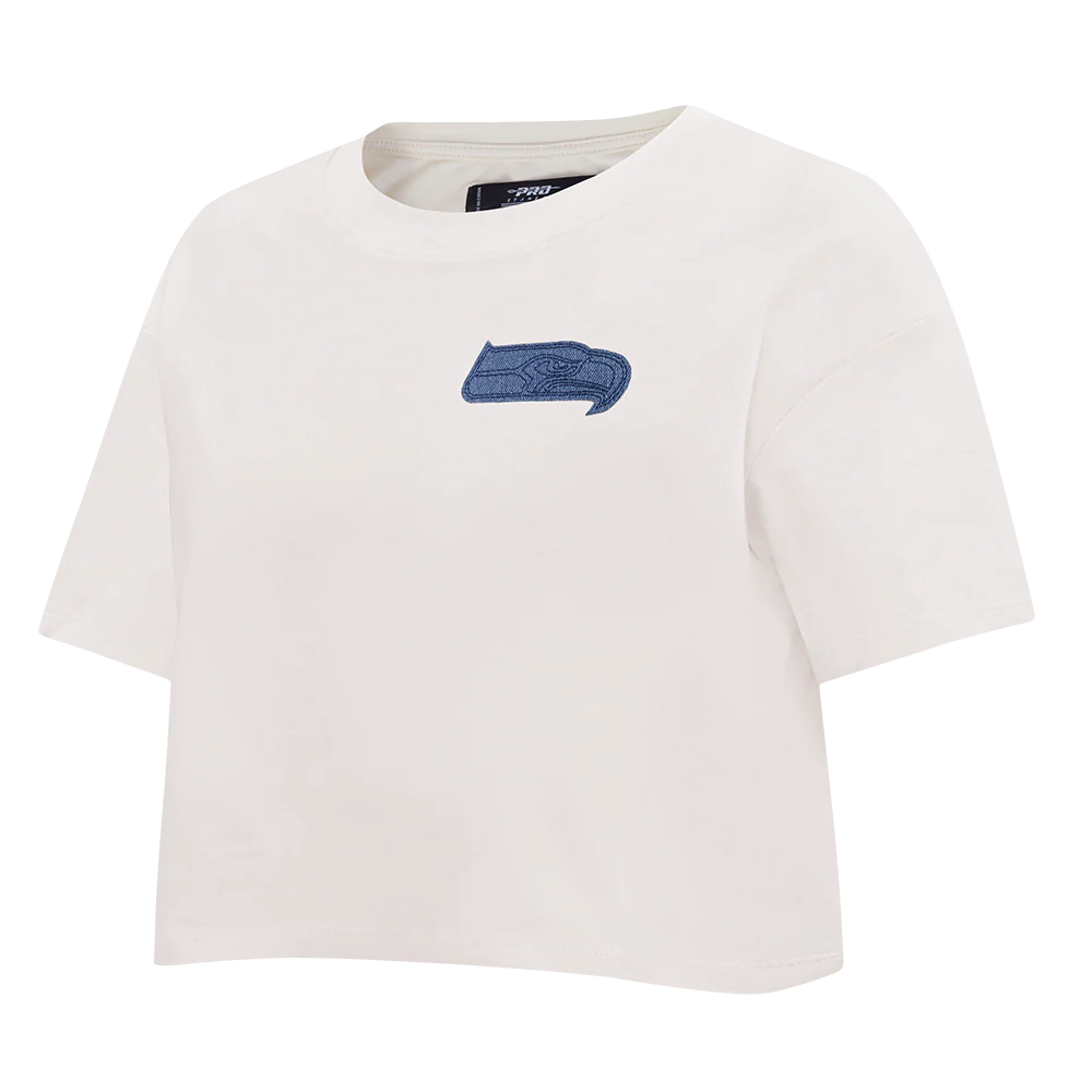 NFL SEATTLE SEAHAWKS VARSITY BLUES WOMEN'S SJ BOXY TEE (LINEN) - Image 5